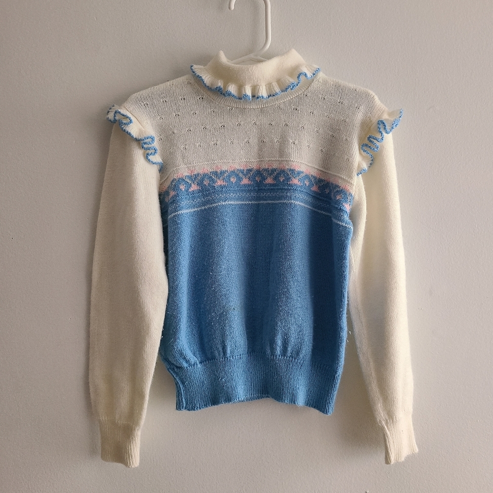 Winne the Pooh Brand Girls Ruffle Turtleneck Sweater